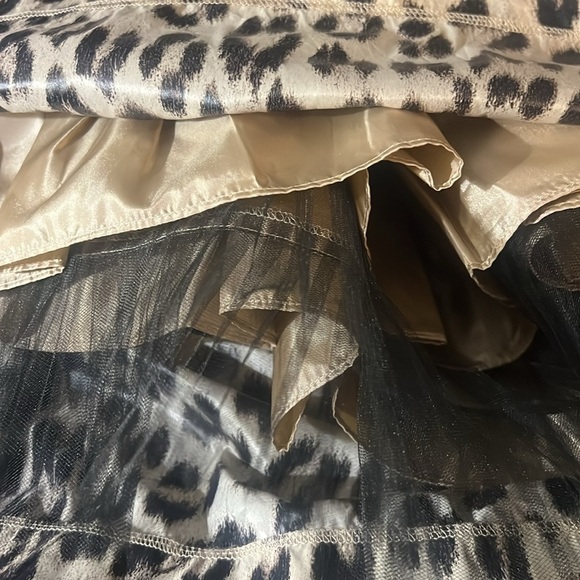 Yoana Baraschi Beige Black Animal Print Spaghetti or Strapless Party Dress Tulle - Picture 4 of 10